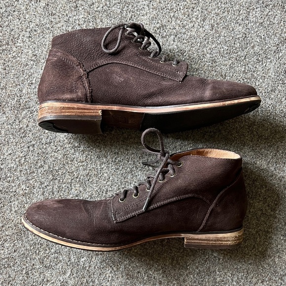 BDG Urban Outfitters Brown Suede Lace Up Ankle Boots Wooden Sole Womens Size 8.5 - Picture 10 of 12